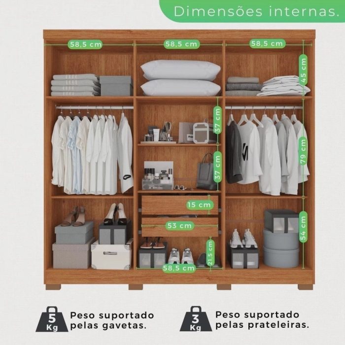 Guarda-roupa Casal 6 Portas 2 Gavetas França - Imagem 4