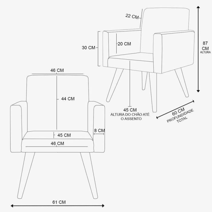 Kit 02 Poltronas Decorativa Sala Oferta Tecido Courino - Imagem 5