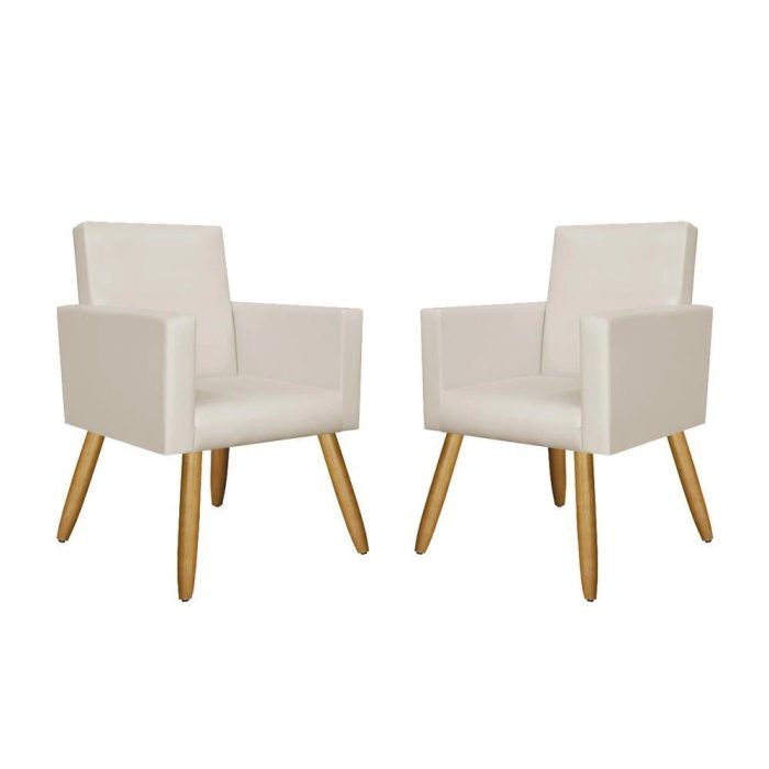 Kit 02 Poltronas Decorativa Sala Oferta Tecido Courino - Imagem 1