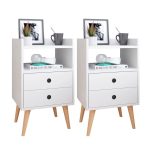 Kit 2 Mesas de Cabeceira Mesinhas Quarto Com Nicho e Gavetas Retrô Dream Plus – Branco – Lojas rpm