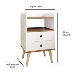 Kit 2 Mesas de Cabeceira Mesinhas Quarto Com Nicho e Gavetas Retrô Dream Plus – Off WhiteFreijó – Lojas rpm - Imagem 5