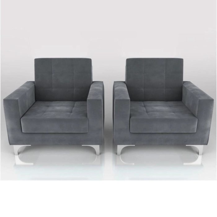 Kit 2 Poltronas Decorativa Taina – Veludo Chumbo - Imagem 2