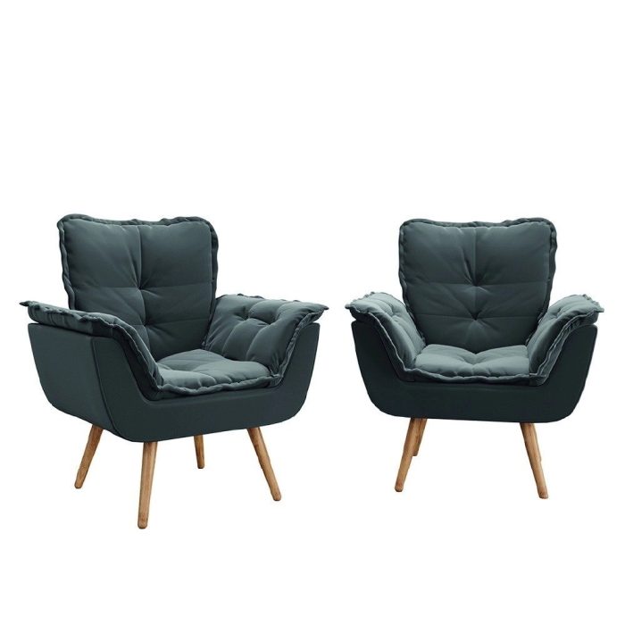 Kit 2 Poltronas Decorativas Dubai Para Sala Veludo Cinza Selmer - Imagem 1