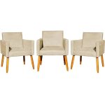 Kit 3 Poltronas Para Recepção Nina Suede Cores Pé Palito 30cm Castanho – Suede