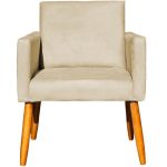 Kit 3 Poltronas Para Recepção Nina Suede Cores Pé Palito 30cm Castanho – Suede - Imagem 2