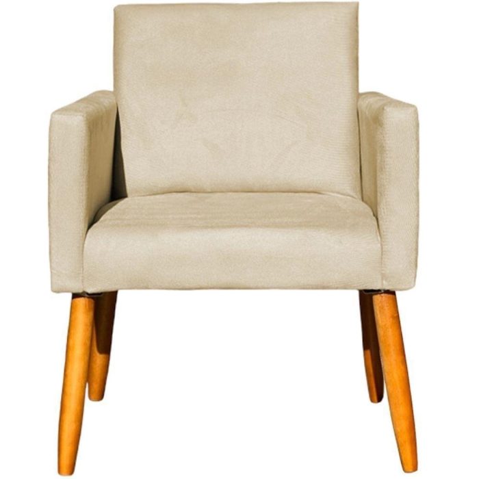 Kit 3 Poltronas Para Recepção Nina Suede Cores Pé Palito 30cm Castanho – Suede - Imagem 2