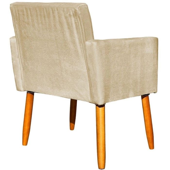 Kit 3 Poltronas Para Recepção Nina Suede Cores Pé Palito 30cm Castanho – Suede - Imagem 4