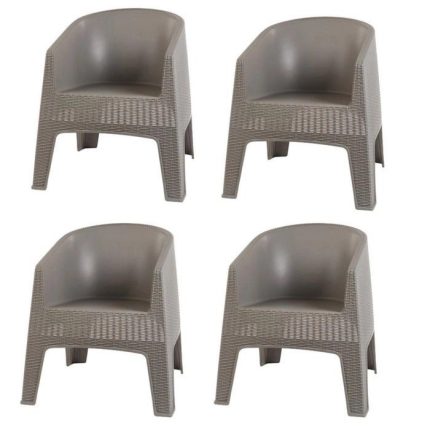 Kit 4 Poltronas Ibiza Cinza De Fibra Sintetica Jardim E Piscina