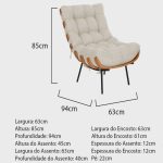 Kit Poltrona e Puff Costela Base Fixa Linho Bege – Straso Móveis - Imagem 4
