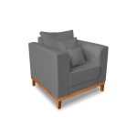 Kit Sofá 3 Lugares e 2 Poltronas Beny Viena Com Almofadas Decorativa Linho Grafite – Madeira Prima Deccor - Imagem 4