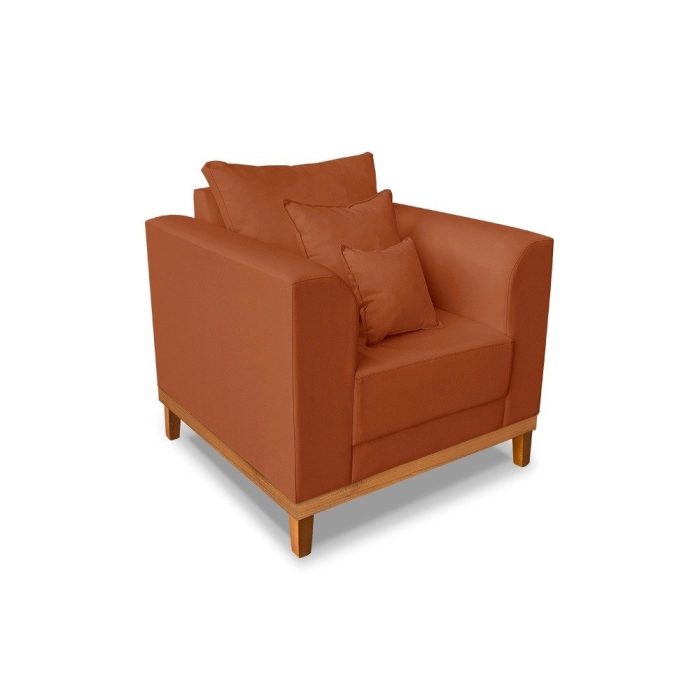 Kit Sofá 3 Lugares e 2 Poltronas Beny Viena Para Escritório Suede Terracota – Madeira Prima Deccor - Imagem 4