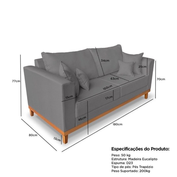 Kit Sofá 3 Lugares e 2 Poltronas Beny Viena Para Escritório Suede Terracota – Madeira Prima Deccor - Imagem 5