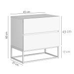 Mesa Cabeceira 2 Gavetas Estilo Industrial Pés de Ferro Preto - Imagem 3