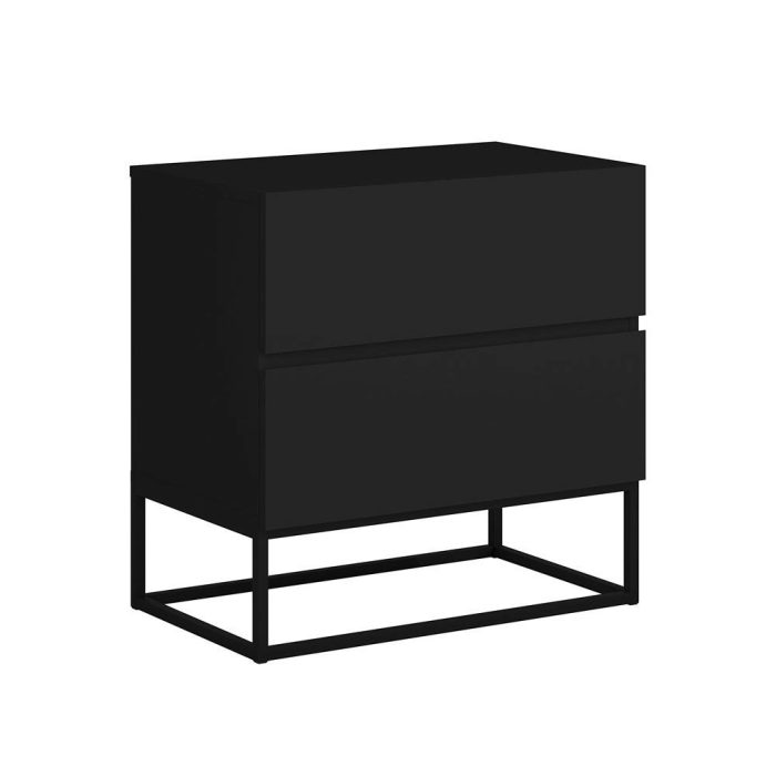 Mesa Cabeceira 2 Gavetas Estilo Industrial Pés de Ferro Preto - Imagem 1