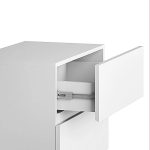 Mesa Cabeceira Eros 2 Gavetas estilo Industrial Branco com Pés Dourado - Imagem 3