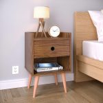 Mesa De Cabeceira Pequena Moderna Retrô Mesinha Decore Quarto Com Gaveta e Nicho – Freijó -Lojas rpm