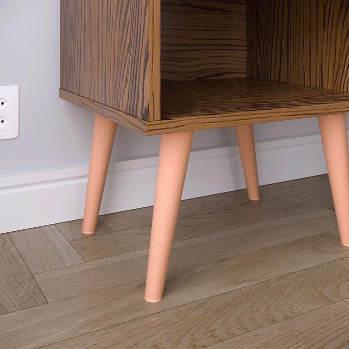 Mesa De Cabeceira Pequena Moderna Retrô Mesinha Decore Quarto Com Gaveta e Nicho – Freijó -Lojas rpm - Imagem 3