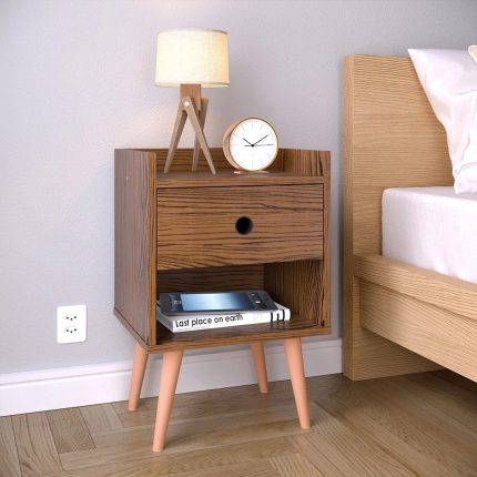 Mesa De Cabeceira Pequena Moderna Retrô Mesinha Decore Quarto Com Gaveta e Nicho – Freijó -Lojas rpm