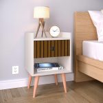 Mesa De Cabeceira Retrô Mesinha Decore Quarto Gaveta e Nicho – Off White  Ripado Nature -Lojas rpm