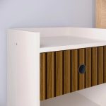 Mesa De Cabeceira Retrô Mesinha Decore Quarto Gaveta e Nicho – Off White  Ripado Nature -Lojas rpm - Imagem 2