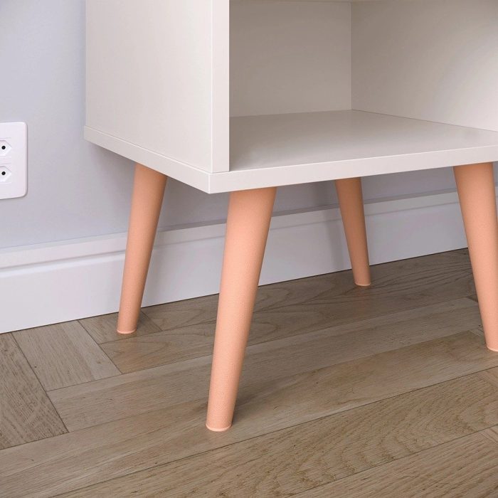 Mesa De Cabeceira Retrô Mesinha Decore Quarto Gaveta e Nicho – Off White  Ripado Nature -Lojas rpm - Imagem 3