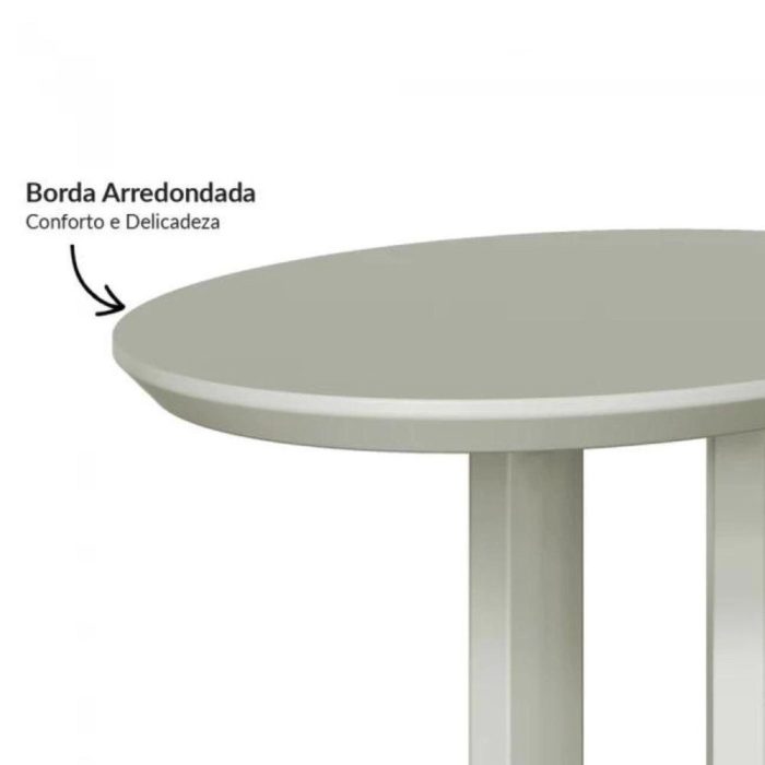Mesa De Canto Apoio Oval 60cm 100% Mdf Off White Dalla Costa - Imagem 2