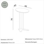 Mesa De Canto Apoio Oval 60cm 100% Mdf Off White Dalla Costa - Imagem 4