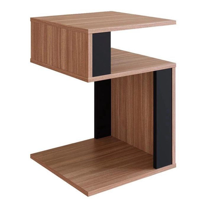 Mesa De Canto Lateral 2 Prateleiras B74 Montana Preto Novam Montana Preto - Imagem 1