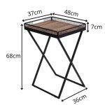 Mesa De Canto Para Sala Dobrável Com Bandeja Preto Fosco - Imagem 4