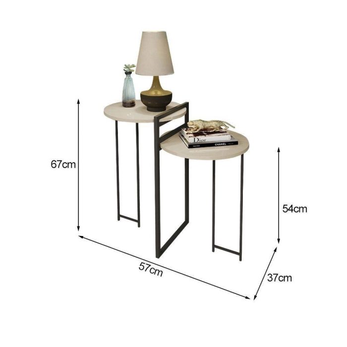 Mesa De Canto Redonda Orquídea Para Sala E Quarto – Off White – Branco - Imagem 2