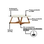 Mesa De Centro Classic Off White/Amêndoa – Tebarrot Móveis - Imagem 4