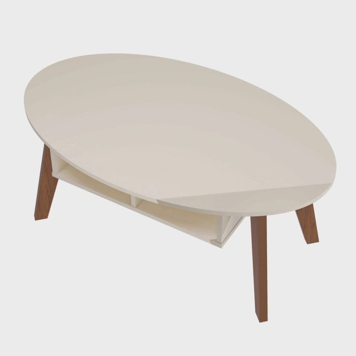 Mesa De Centro Com 2 Nichos Artely Diva Cor Off White Com Cedro - Imagem 3