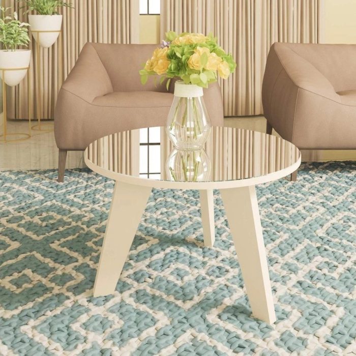 Mesa De Centro Espanha Com Espelho Off White Artely Off White - Imagem 1