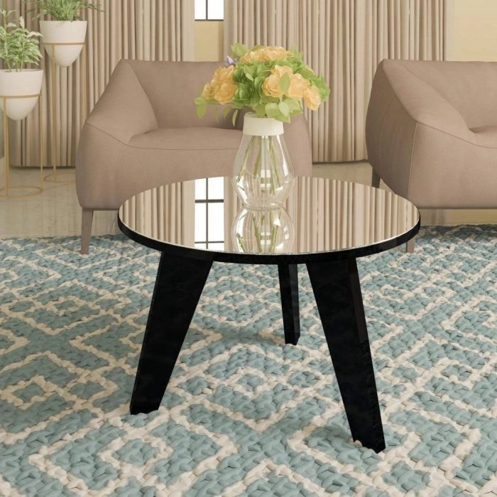 Mesa De Centro Espanha Com Espelho Preto Artely Preto - Imagem 1