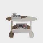 Mesa De Centro Oval Com Nicho Artely Ísis Cor Pinho com Off White - Imagem 2