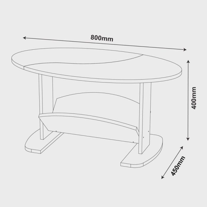 Mesa De Centro Oval Com Nicho Artely Ísis Cor Pinho com Off White - Imagem 4