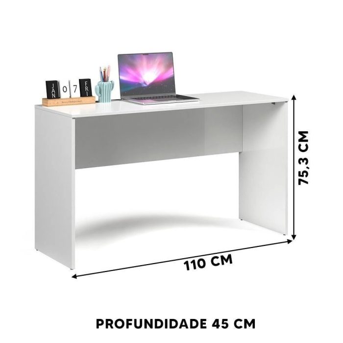 Mesa De Escritório Branco Natus Jm Móveis - Imagem 3
