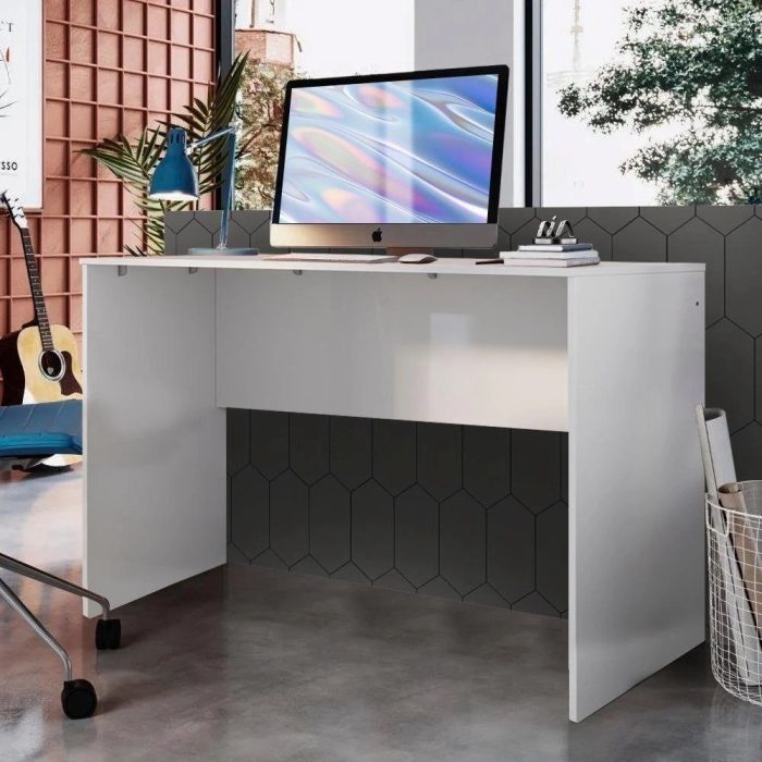 Mesa De Escritório Branco Natus Jm Móveis - Imagem 1