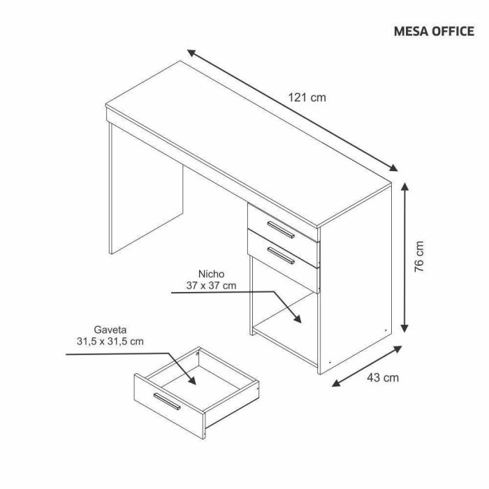 Mesa De Escritório Office Notável Móveis - Imagem 3