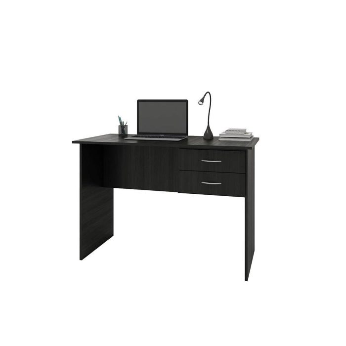 Mesa Escrivaninha Escritório Home Office 2 Gavetas Preto - Imagem 2