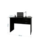 Mesa Escrivaninha Escritório Home Office 2 Gavetas Preto - Imagem 3