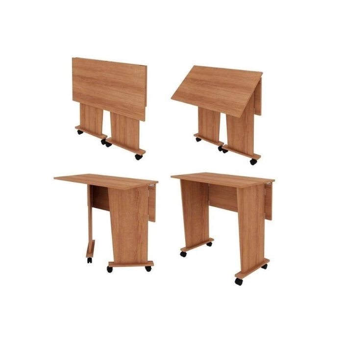Mesa Multiuso Escritório Dobrável Me4117 c/ Rodízios Amêndoa – Tecno Mobili - Imagem 2