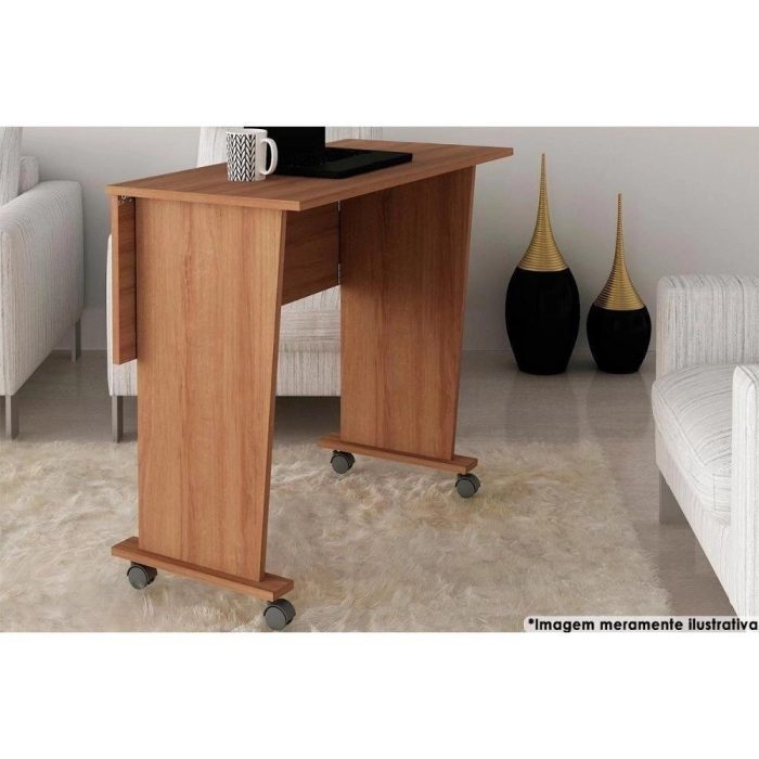 Mesa Multiuso Escritório Dobrável Me4117 c/ Rodízios Amêndoa – Tecno Mobili - Imagem 1