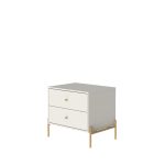 Mesa de Cabeceira Jasper 63 cm – Off White Fosco c Dourado - Imagem 2