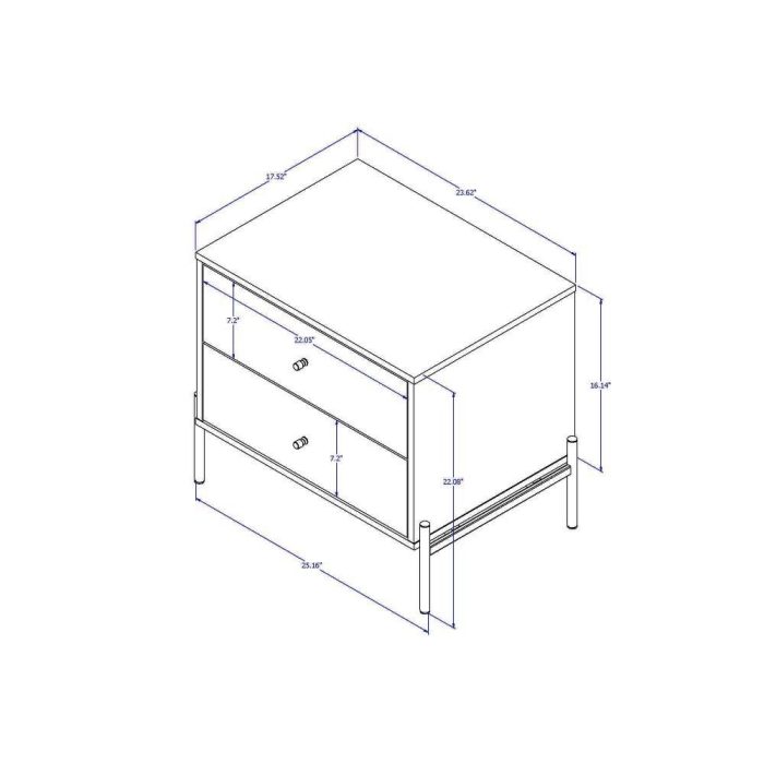 Mesa de Cabeceira Jasper 63 cm – Off White Fosco c Dourado - Imagem 4