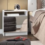 Mesa de Cabeceira Madesa 3227 2 Gavetas com Espelho – Branco
