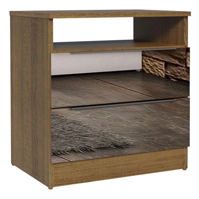 Mesa de Cabeceira Madesa 3227 2 Gavetas com Espelho – Rustic - Imagem 2
