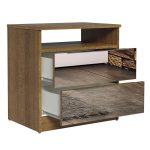 Mesa de Cabeceira Madesa 3227 2 Gavetas com Espelho – Rustic - Imagem 4