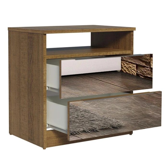 Mesa de Cabeceira Madesa 3227 2 Gavetas com Espelho – Rustic - Imagem 4