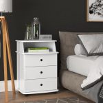 Mesa de Cabeceira Quarto Luxo 3 Gavetas Branco